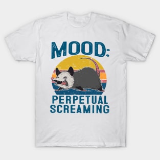 Funny Opossum Mood Perpetual Screaming Possum Panic T-Shirt